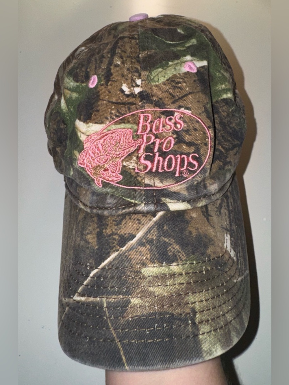 Bass Pro Shops Camouflage Hat with Pink Embroidery Logo